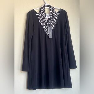 Joseph Ribkoff Black Cowl Neck A-Line Dress